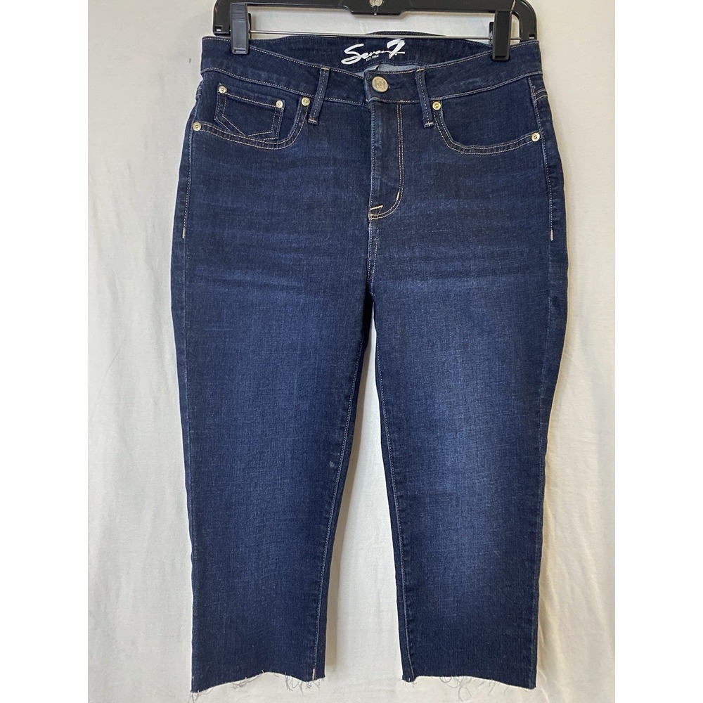 Seven7 Women's Breezy Crop Raw Hem Capri High Rise Skimmer Size 4